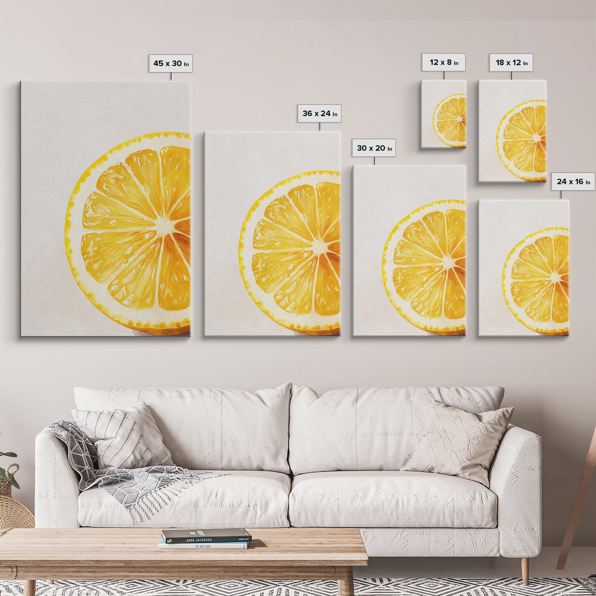 Closeup of a Lemon Wedge Framed Canvas Print, Original Still Life Painting of a Lemon, Housewarming Gift, Kitchen Food Wall Art, Kitchen Decor