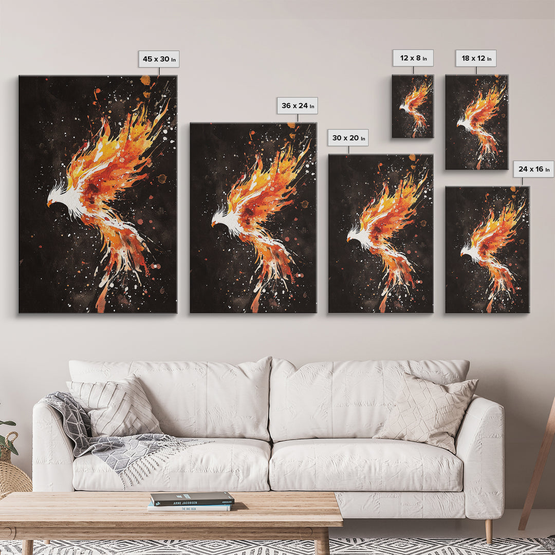 Graffiti Punk Art, Phoenix In Flames, Retribution, Framed Canvas Print, The Phoenix, Framed Wall Art, Original Painting Phoenix