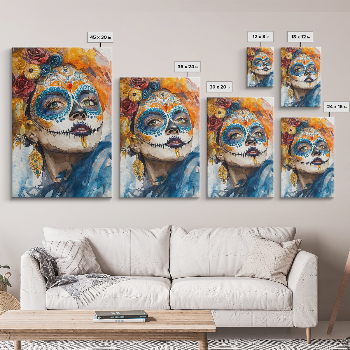 Chicano Art Framed Canvas Print, Day of the Dead / Dia De Los Muertos Wall Art, Mexicano Decor, Mexicano Wall Art, Senora Portrait