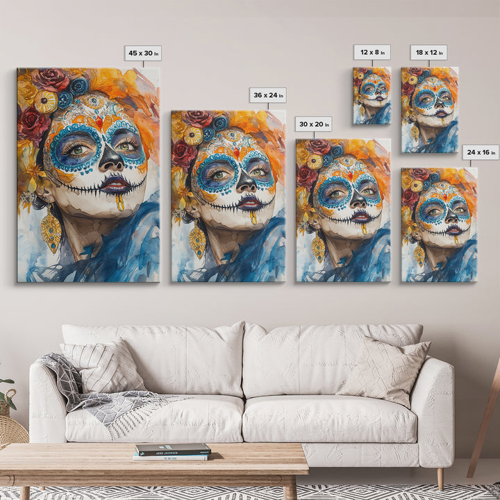 Chicano Art Framed Canvas Print, Day of the Dead / Dia De Los Muertos Wall Art, Mexicano Decor, Mexicano Wall Art, Senora Portrait