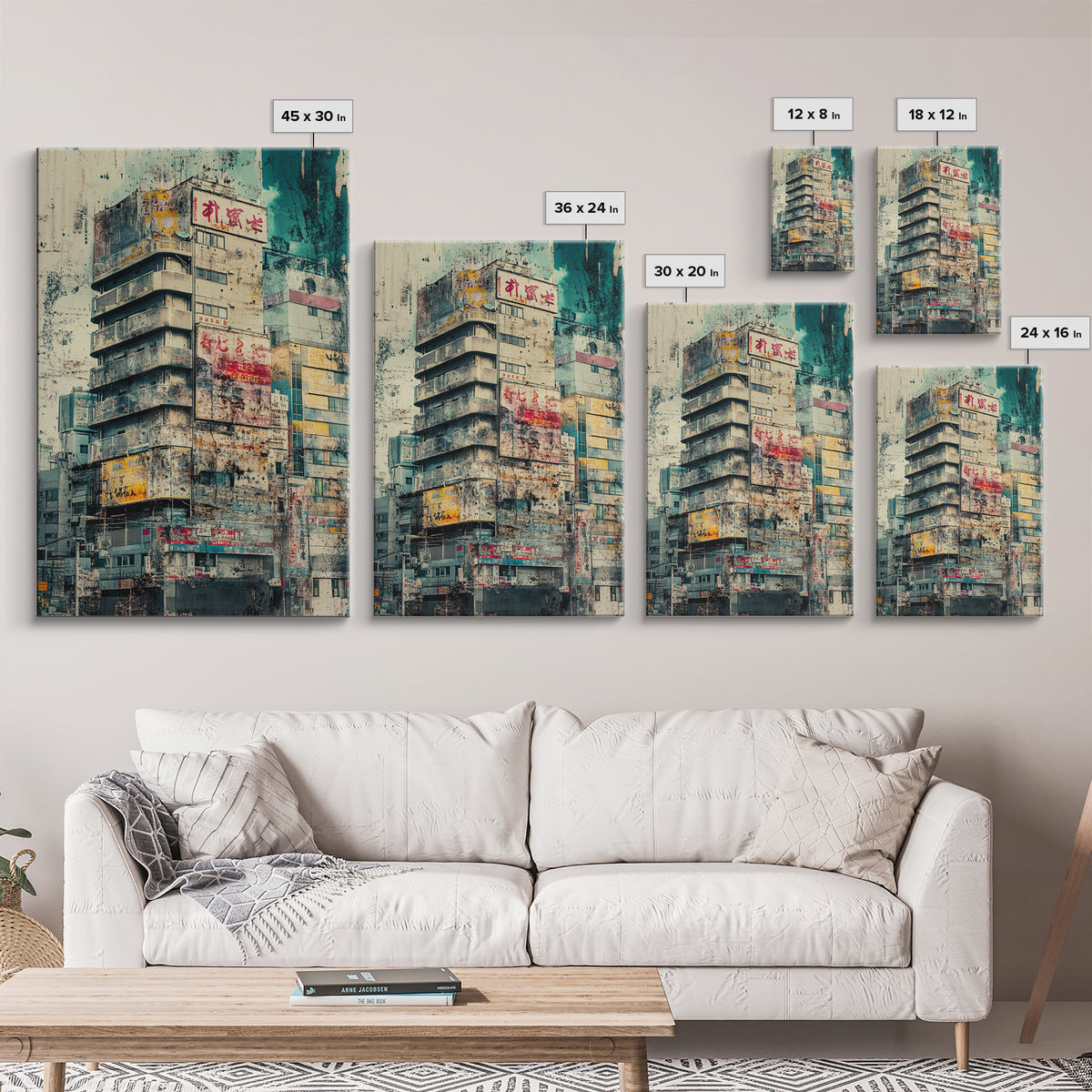 Cyberpunk Style Retro-Futurism Wall Art, Framed Canvas Print, Cyber Punk Home Decor, Cityscape Art