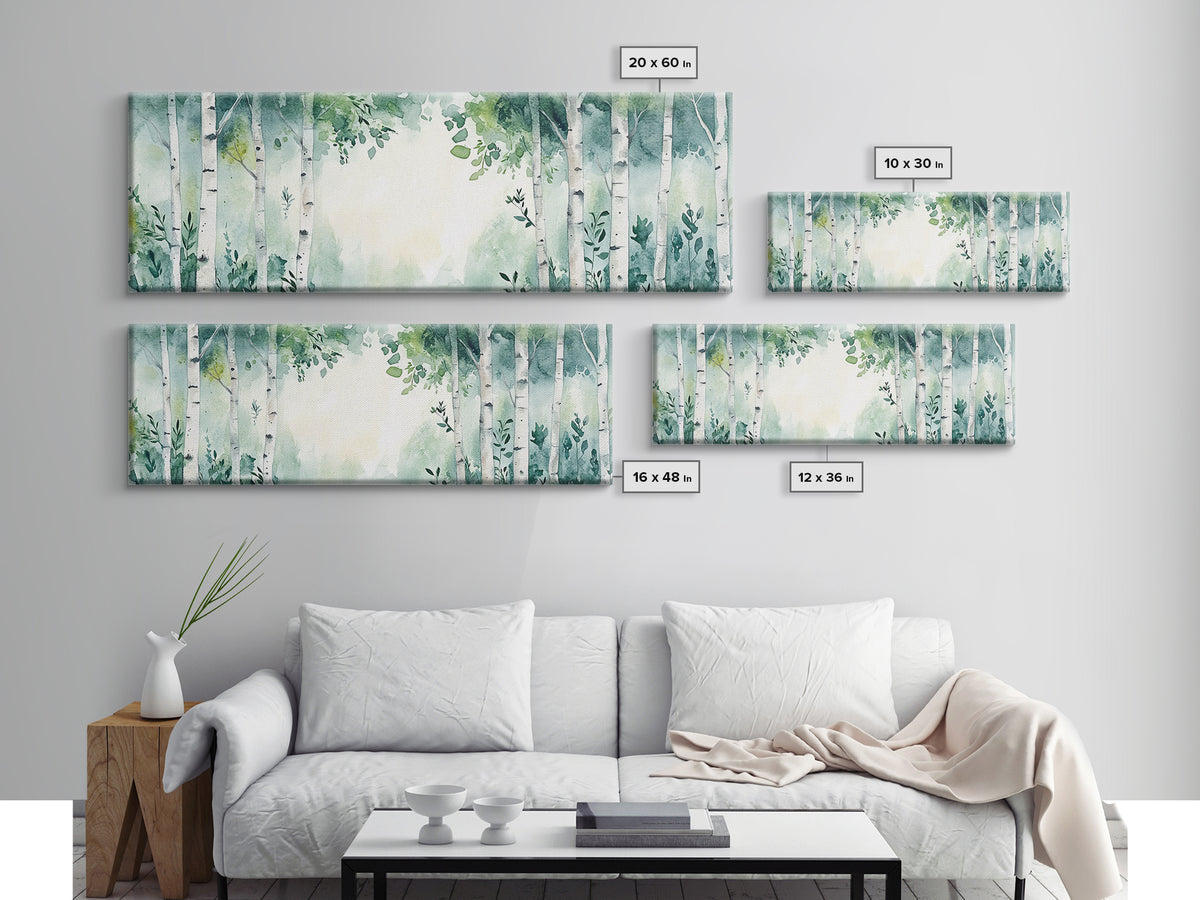 Aspen Trees Oil Painting Canvas Print, Autumn Aspens Print, Muted White Tree Wall Art Country Farmhouse Wall Art Birch Tree Art