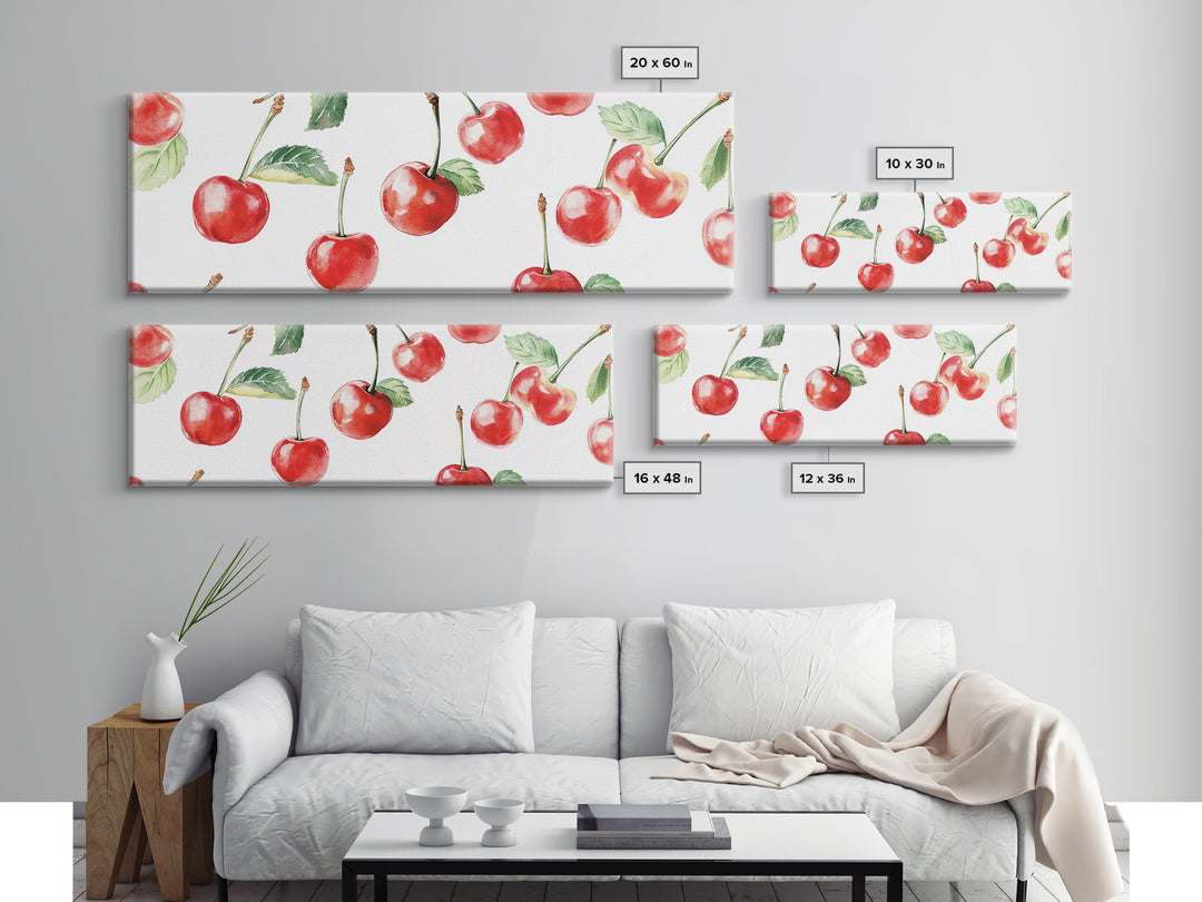 Chery Wall Art Canvas Print - Horizontal Extra Wide Wall Art - Panoramic Kitchen Decor - Kitchen Painting - Cherry Painting - Cherry Decor
