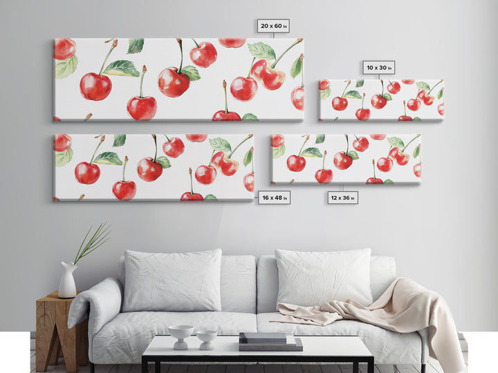 Chery Wall Art Canvas Print - Horizontal Extra Wide Wall Art - Panoramic Kitchen Decor - Kitchen Painting - Cherry Painting - Cherry Decor