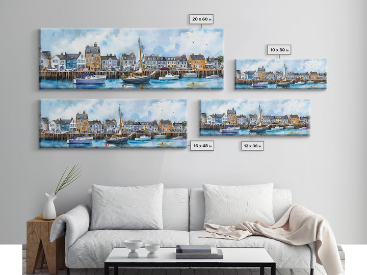 Nantucket Massachusetts Wall Art Framed Canvas Print, Nantucket Painting, Nantucket Nautical Decor, Nautical Landscape Painting