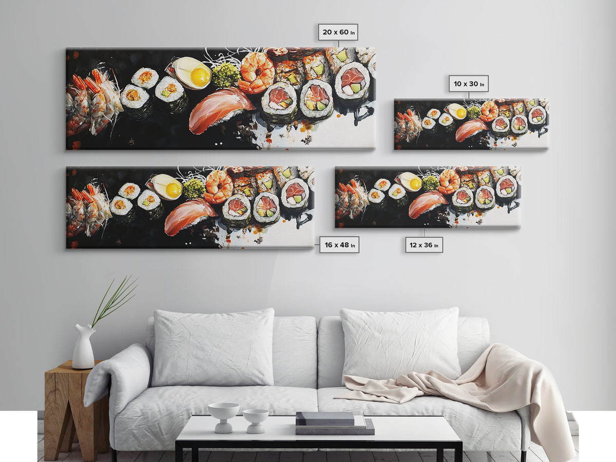 Abstract Food Painting Print, Painting of Sushi, Kitchen Decor, Kitchen Wall Art, Kitsch Dining Room Art, Eclectic Home Decor