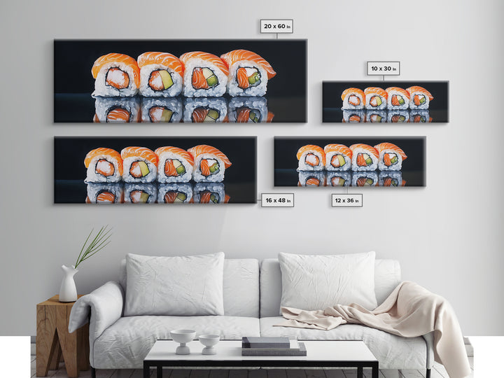 Kitchen Wall Art Home Decor, Dining Room Art, Painting of Sushi Canvas Print, Modern Art, Eclectic Kitchen Decor, Modern Kitchen
