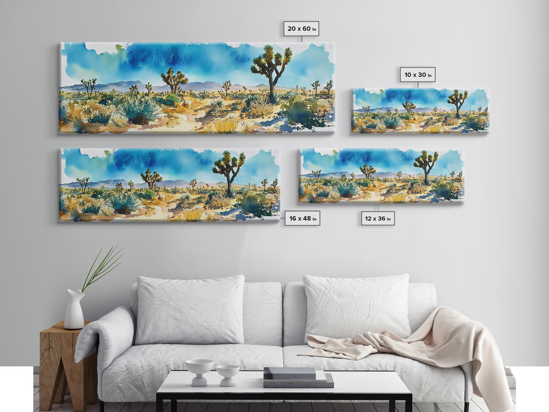 Canvas Print Panoramic Landscape Painting of Joshua Tree California Canvas Print, Joshua Tree Art, California Wall Art, Minimalist Desert Art