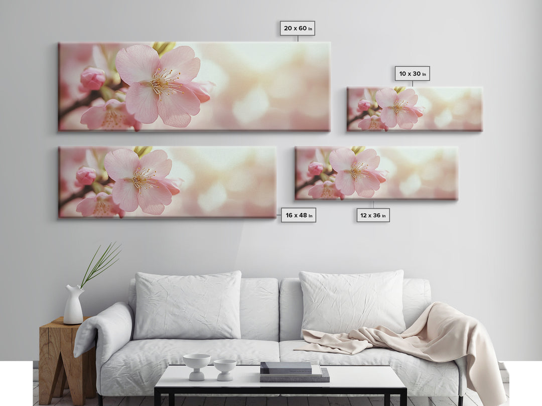Closeup of a Cherry Blossom, Framed Canvas Print, Cherry Blossom Wall Art, Soothing Wall Art, Meditation Room Decor, Minimalist Art