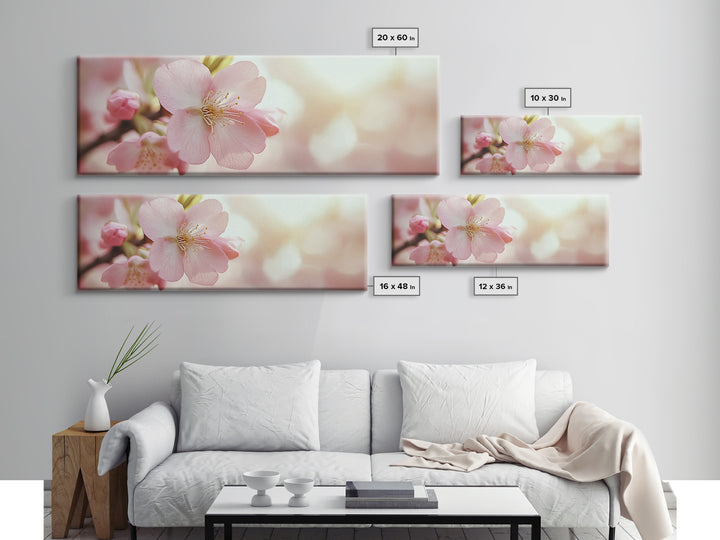 Closeup of a Cherry Blossom, Framed Canvas Print, Cherry Blossom Wall Art, Soothing Wall Art, Meditation Room Decor, Minimalist Art