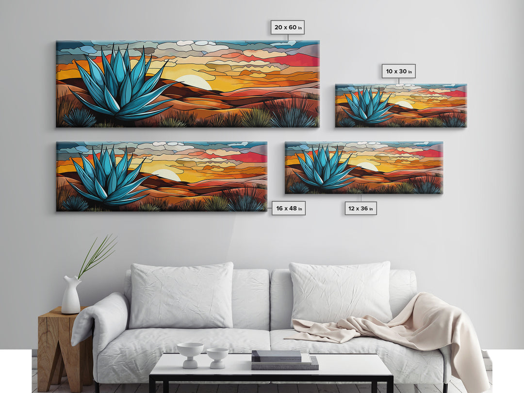 Mexicano Art - Blue Agave At Sunset - Framed Canvas Print - Agave Painting - Blue Agave - Chicano Wall Art - Mexican Art Agave Art