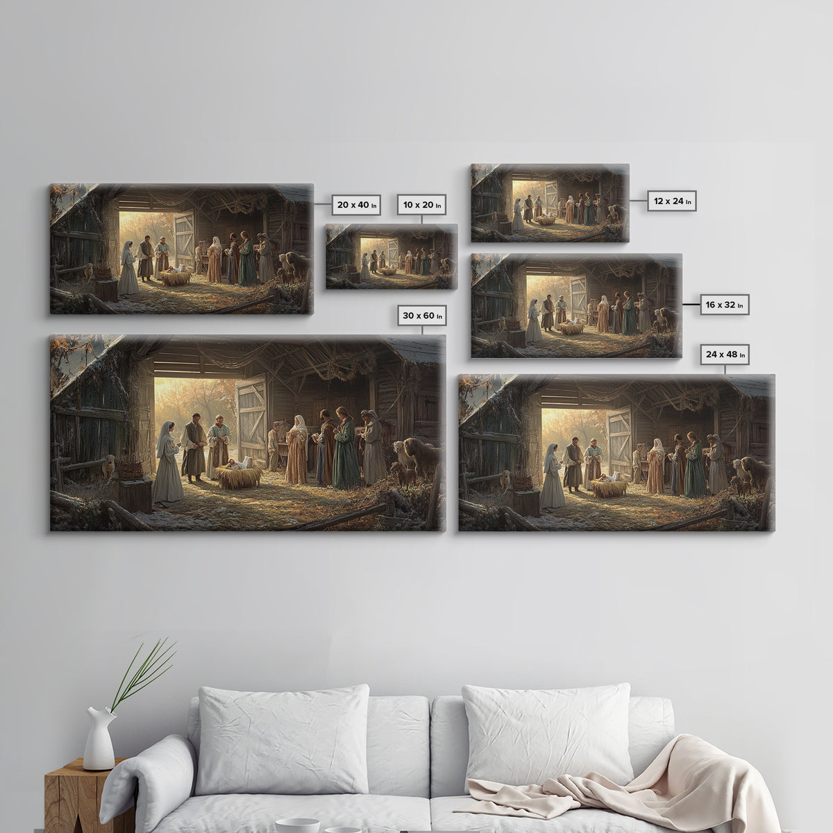 Christmas Nativity Wall Art, Framed Canvas Print, Nativity Oil Painting, Nativity Art Print, Christmas Seasonal Wall Art Living Room Decor