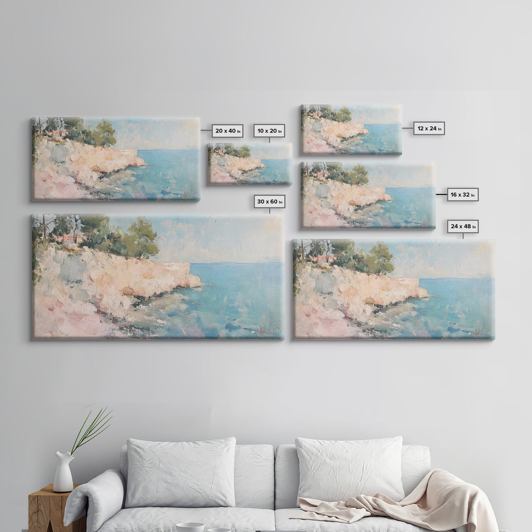 Cliffs Of Moher Oil Painting Print, Boho Whimsical Nautical Landscape Painting Print, Seascapes Wall Art, Kitsch Decor, Eclectic Art