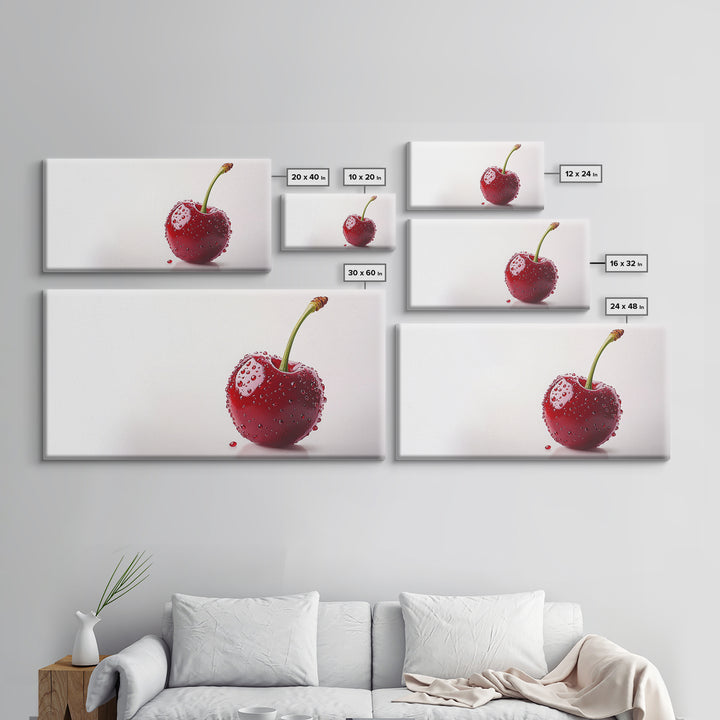 Cherry Wall Art Canvas Print, Cherry Photography Style Art, Cherry Photo Art, Kitchen Art, Kitchen Painting, Modern Art For Kitchen