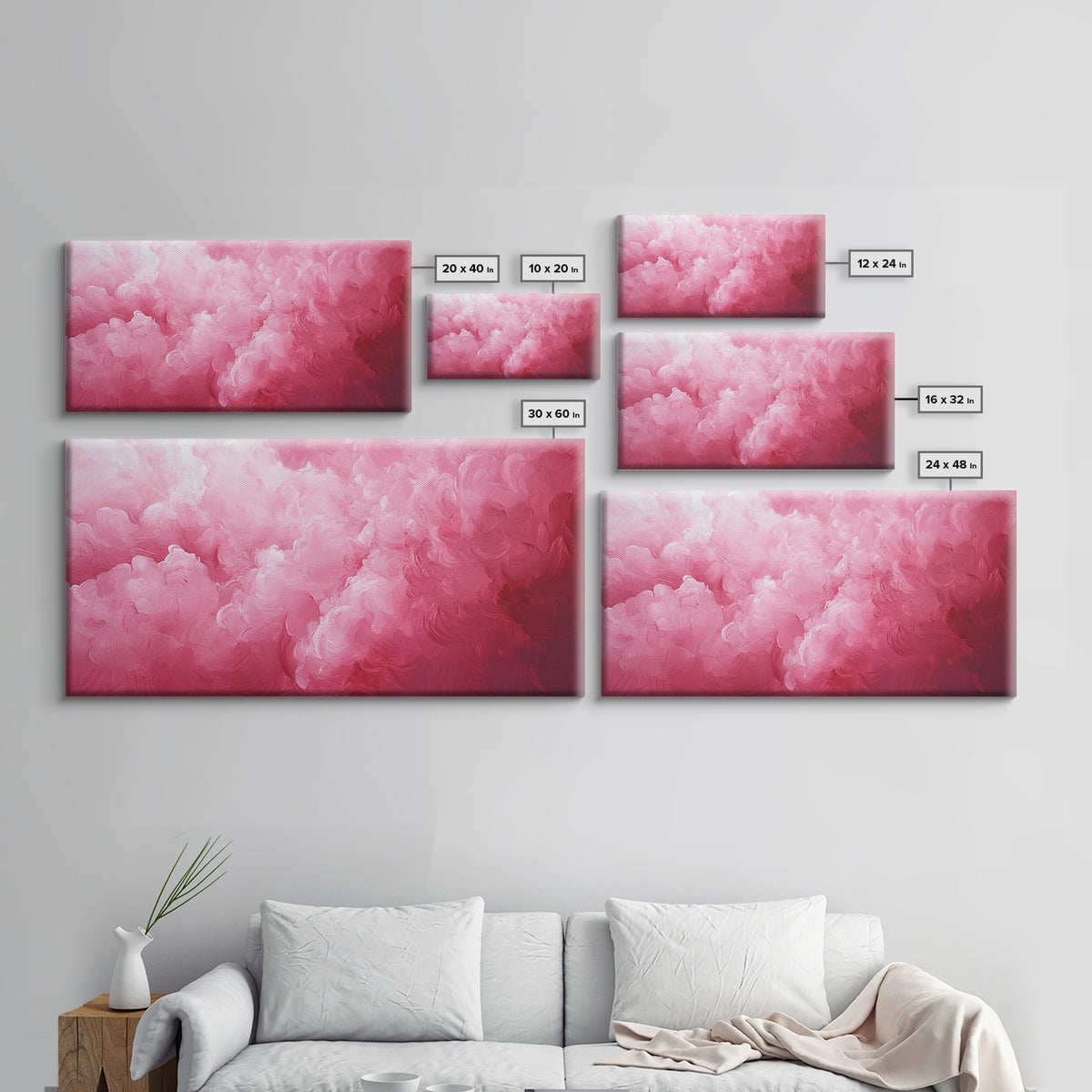Pink Clouds - Framed Canvas Print - Wood Framed Wall Art - Preppy Decor - Preppy Dorm Room Wall Art - Abstract Pink Wall Art