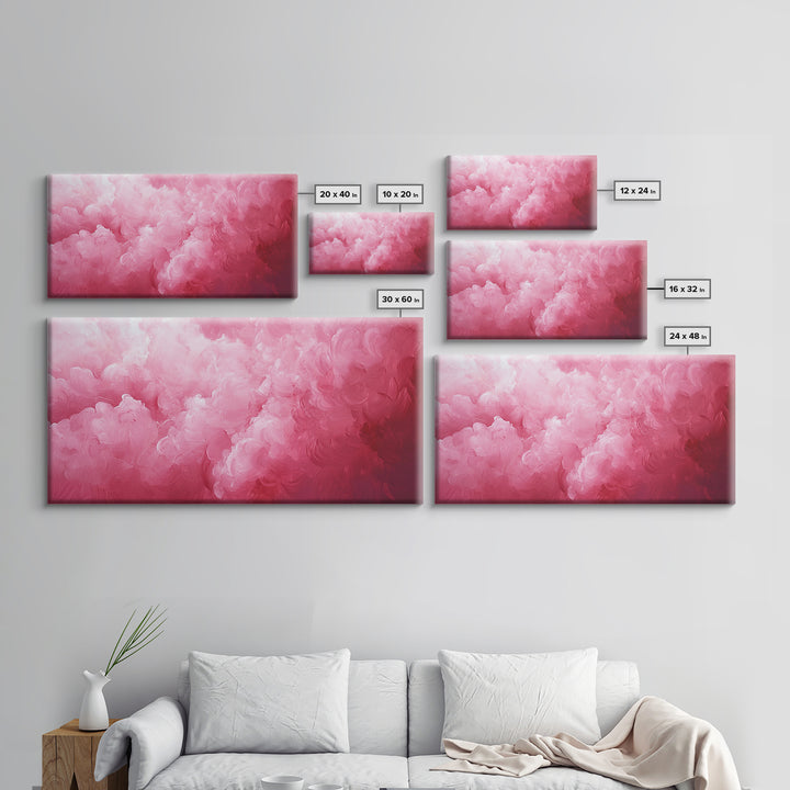 Pink Clouds - Framed Canvas Print - Wood Framed Wall Art - Preppy Decor - Preppy Dorm Room Wall Art - Abstract Pink Wall Art