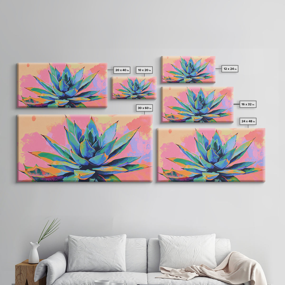 Blue Agave Wall Art Framed Canvas Print | Mexicano Art | Pueblo Style Southwestern Art | Arizona Art | Mexicano Wall Art | Agave Painting