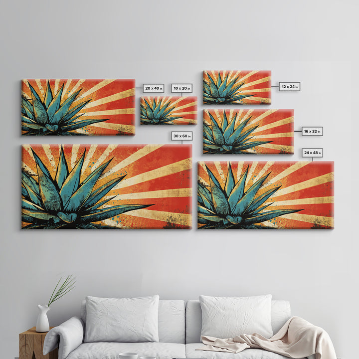 Blue Agave Pop Art Framed Canvas Print | Bar Decor | Bar Wall Art | Ready To Hang Wall Art | Home Decor | Office Decor | Agave Painting