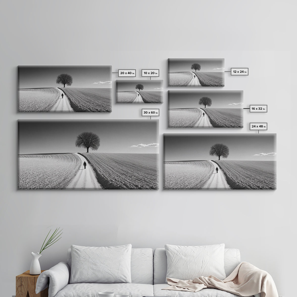 Black and White Photography Style Print - Framed Canvas Print - Subdued Home Decor - Ready to Hang Wall Art - Centerpiece Wall Art