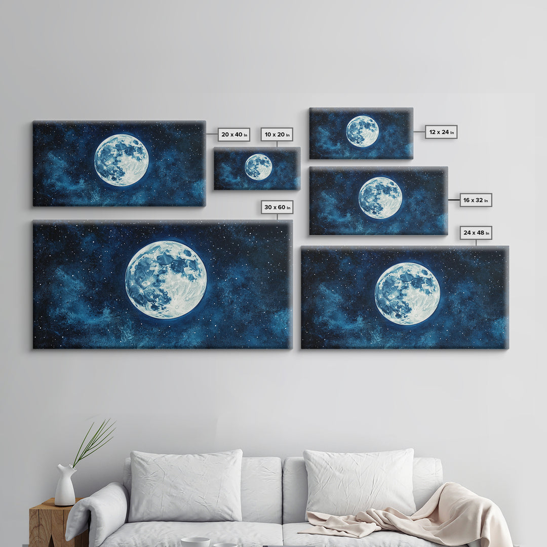 Abstract Oil Painting Print Of The Full Moon - Framed Canvas Print - Ready To Hang - Full Moon Art - Witchy Decor - Full Moon Painting