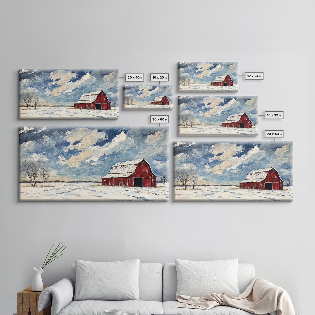 Rustic Barn Wall Art, Panoramic Farmhouse, Farmhouse Wall Decor, Old Barn Painting Canvas Print, Wood Background Rustic Wall Decor
