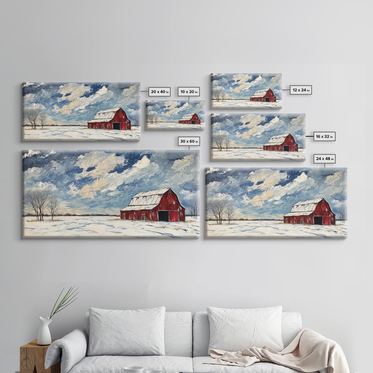 Rustic Barn Wall Art, Panoramic Farmhouse, Farmhouse Wall Decor, Old Barn Painting Canvas Print, Wood Background Rustic Wall Decor