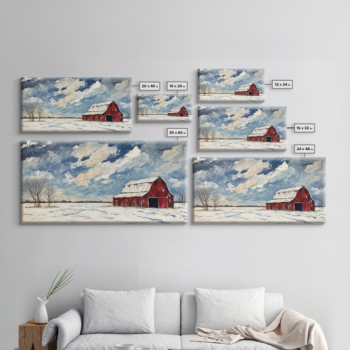 Rustic Barn Wall Art, Panoramic Farmhouse, Farmhouse Wall Decor, Old Barn Painting Canvas Print, Wood Background Rustic Wall Decor