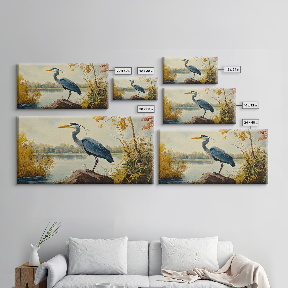 Blue Heron Painting Print | Florida Home Decor | Bird Painting | Nautical Art | Nautical Painting | Lake House Wall Art | Blue Heron Art