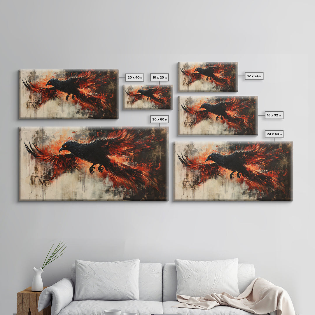 Black Phoenix Graffiti Art - Framed Canvas Print - Phoenix Painting - Phoenix Art - Phoenix Decor - Metal Phoenix Wall Art