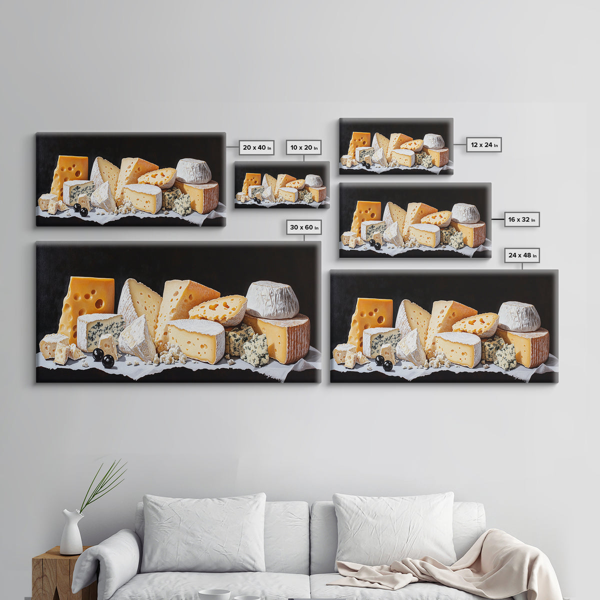 Cheese Lover Wall Art - Framed Canvas Print - Kitsch Kitchen Home Decor - Kitchen painting - Cheese Art - Cheese Painting