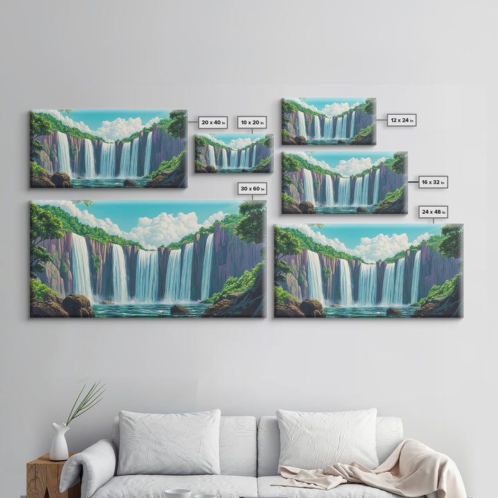 Fantasy Waterfall Painting Print | Fantasy Decor | Magical Enchanted Waterfall Wall Art | Living Room Decor Ready To Hang | Extra Large Art