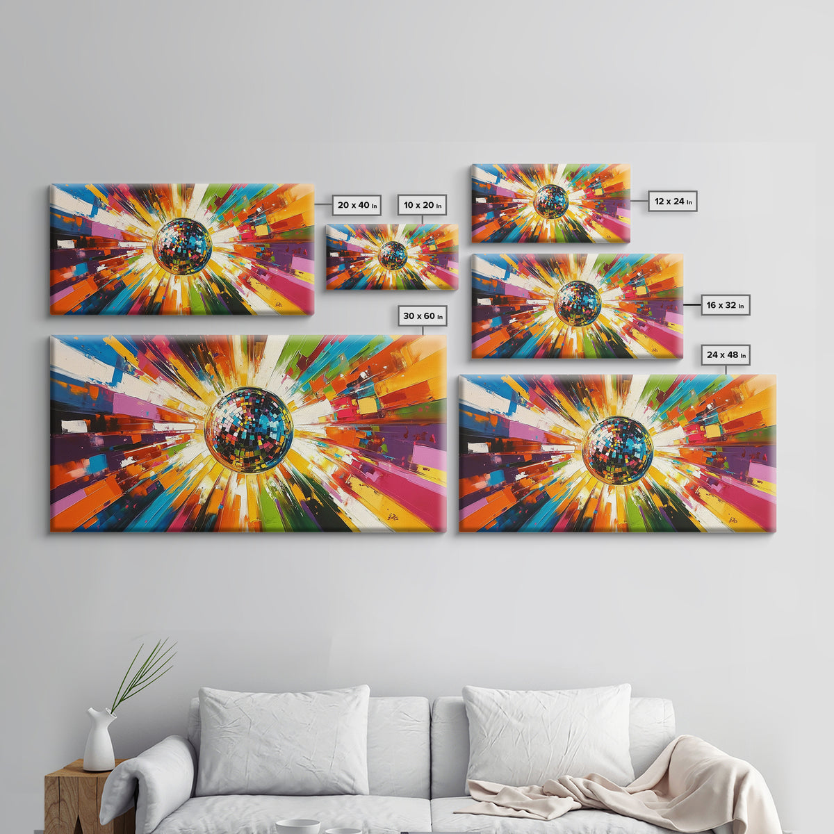 Disco Ball Painting Canvas Print, Funky Wall Art, Disco Ball Art, Disco Ball Print, Mirrorball Poster, Disco Poster, Music Room Decor