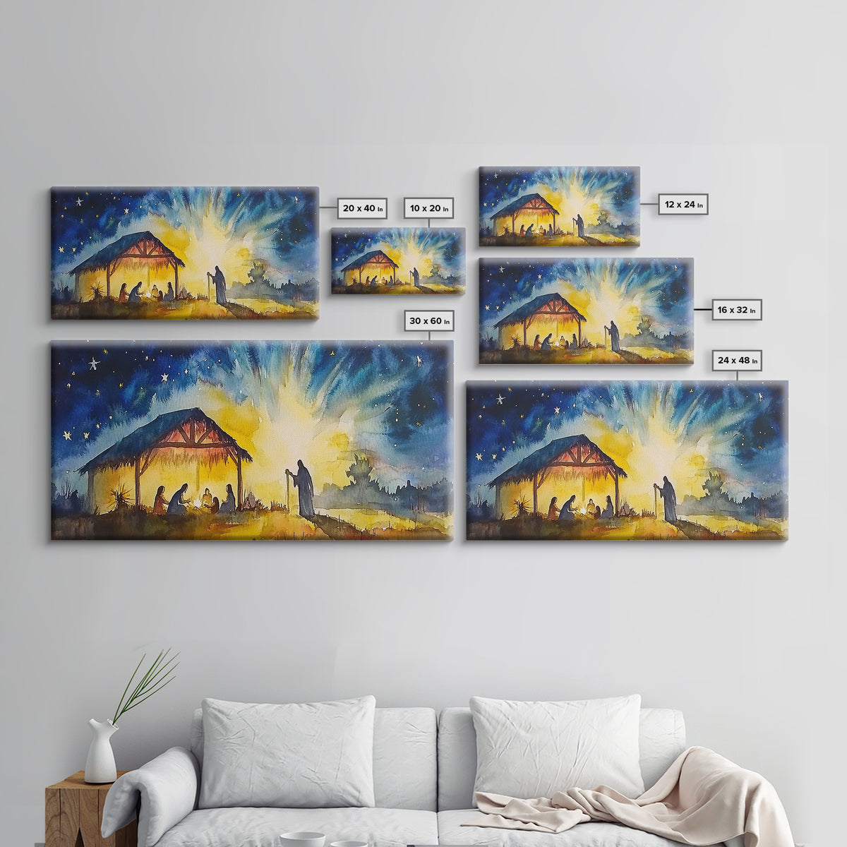 Christmas Wall Art Framed Canvas Print - Nativity Painting - Nativity Decor - Christian Wall Art - Jesus Art - Jesus Painting