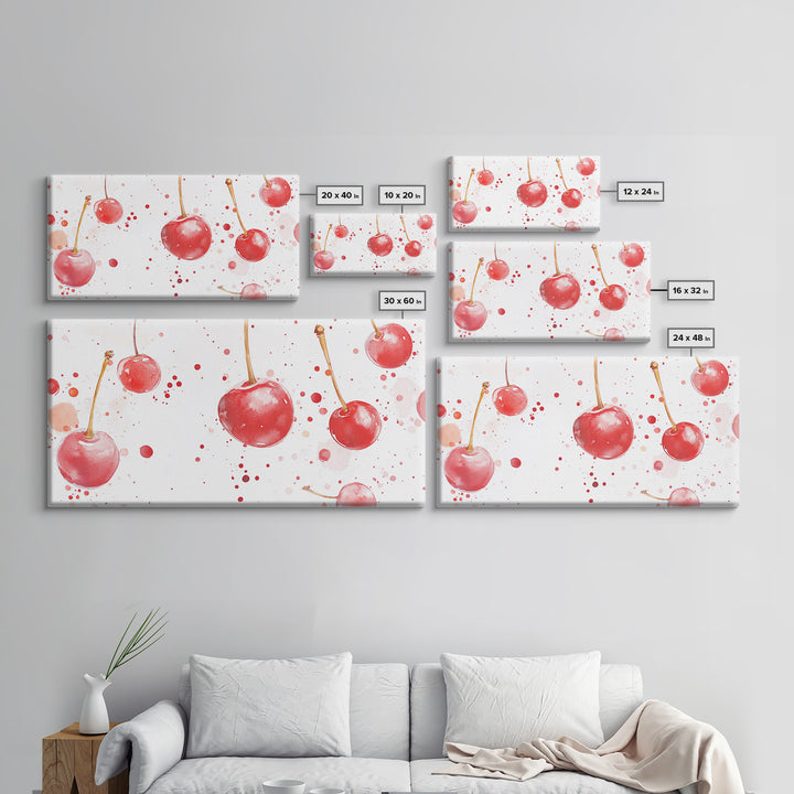 Cherry Painting Canvas Print - Kitchen Wall Art - Kitchen Decor - Cherry Wall Art - Kitsch Decor - Eclectic Home Decor
