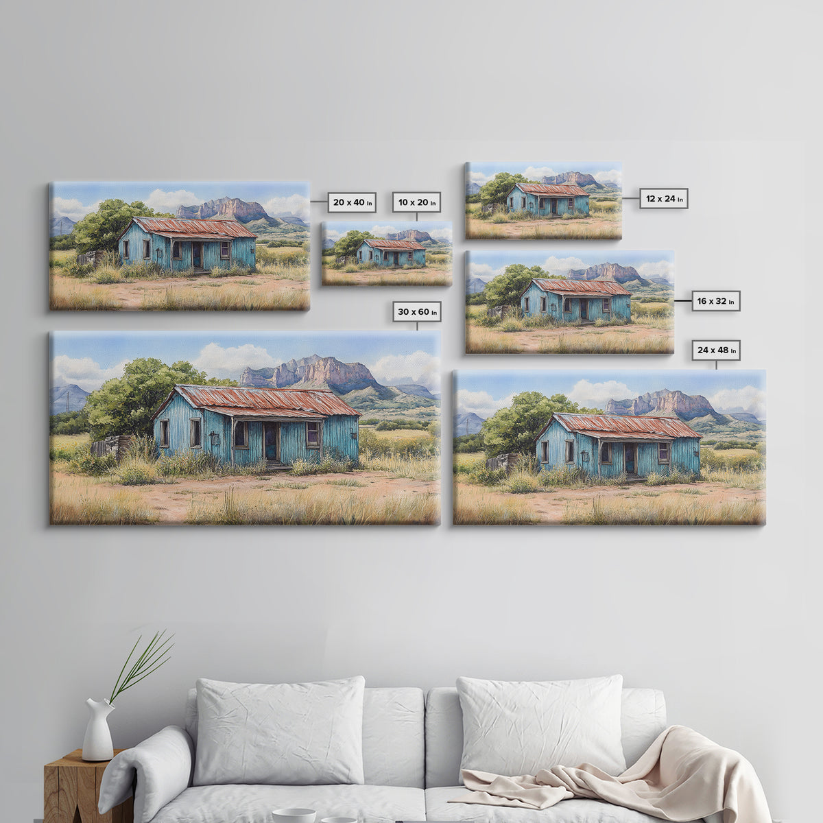 Abandoned Cabin In The Nevada Desert - Framed Canvas Print - Kitsch Wall Art - Desert Landscape Painting - Barn Oil Painting - Desert Art