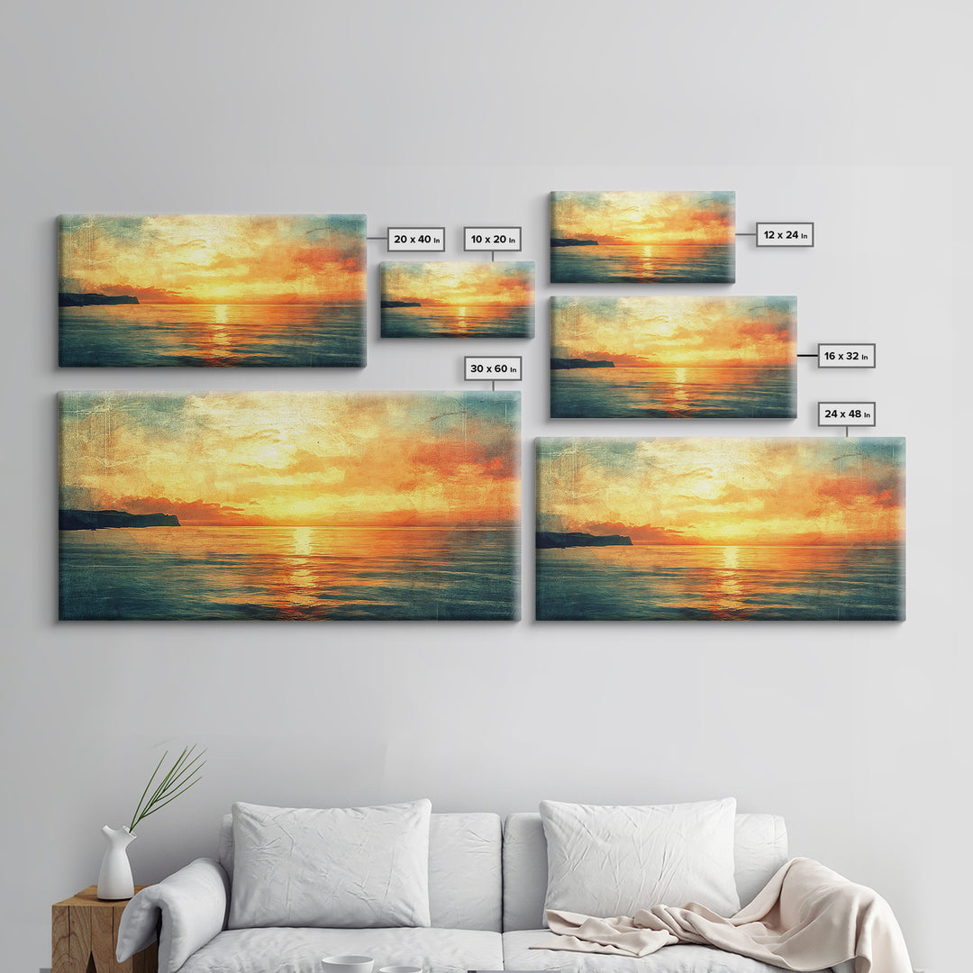 Nautical Landscape Canvas Print, Ocean Art, Wood Framed Canvas, Ocean Home Decor, Seascape Painting, Nautical Nursery Decor