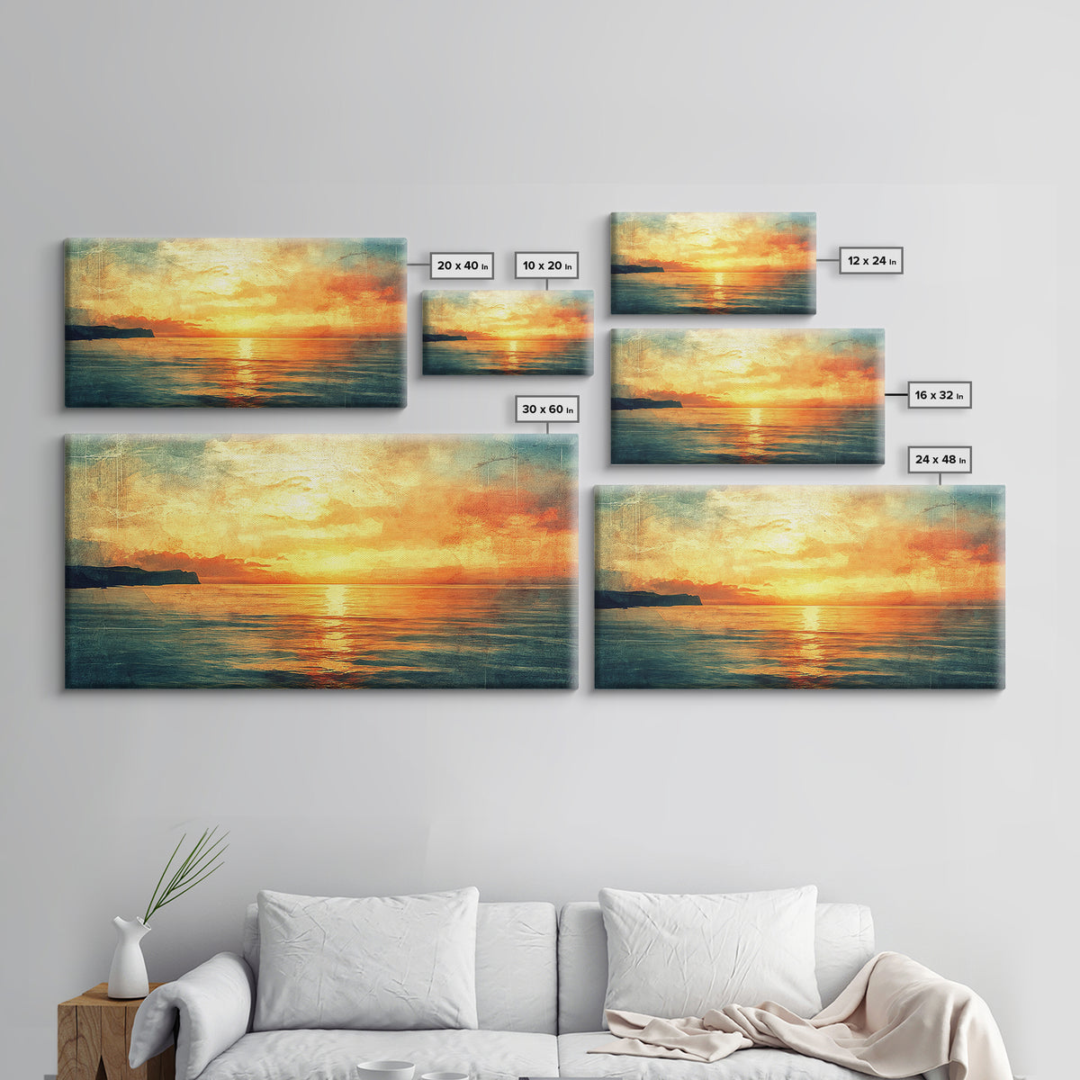 Nautical Landscape Canvas Print, Ocean Art, Wood Framed Canvas, Ocean Home Decor, Seascape Painting, Nautical Nursery Decor