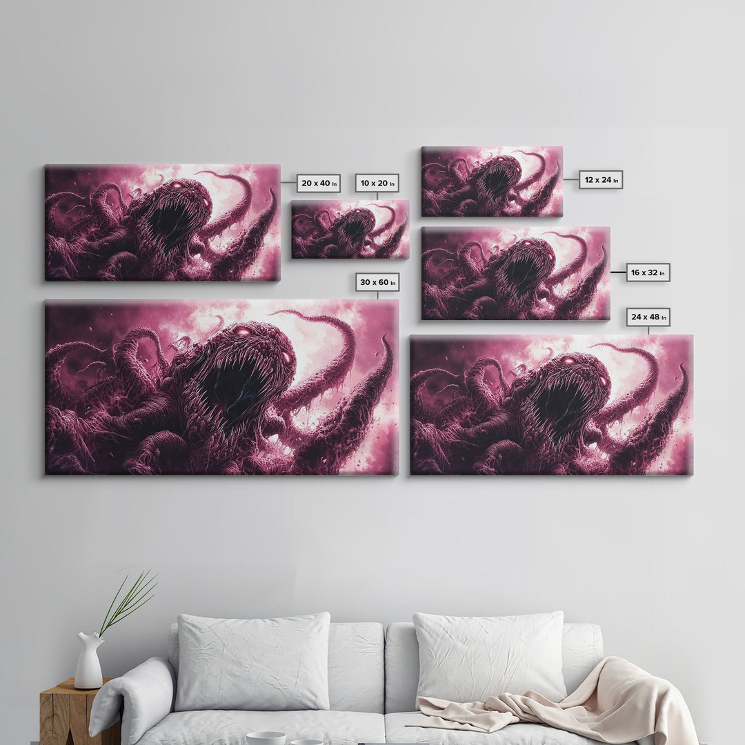 Cosmic Horror Wall Art Framed Canvas Print, Halloween Decor