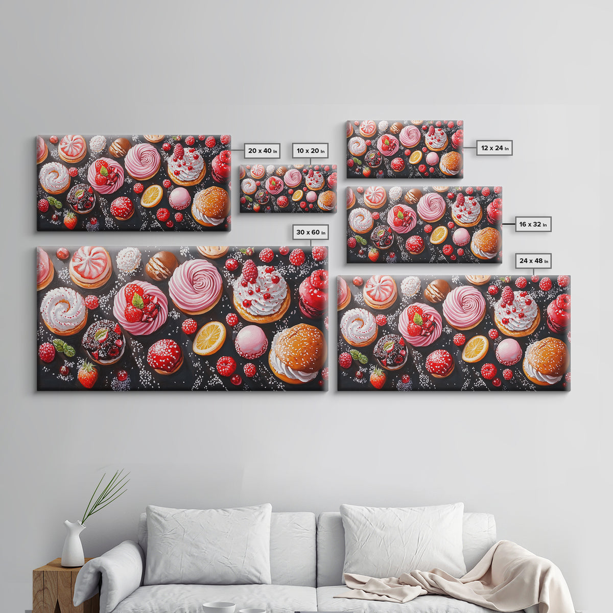 Donuts and Deserts Oil Painting Print, Canvas Art, Bakery Wall Art, Bakery Decor, Kitchen Wall Art