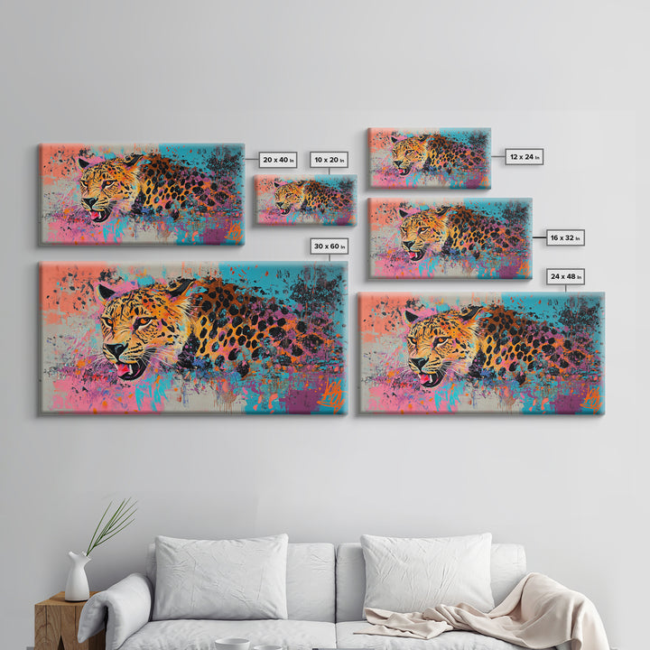 Pop Art Cheetah Painting Print, Wood Framed Art, Canvas Art, Cheetah Print, Cheetah Art, Preppy Decor, Girl's Room Art