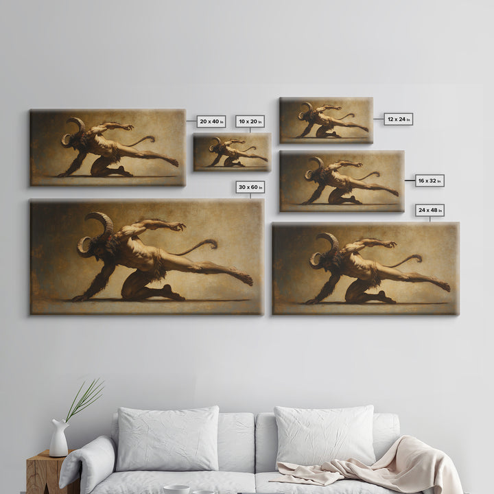 Canvas Print of Satyr, Victorian Gothic Wall Art, Satyr Painting Original, Satyr Oil Painting, Goth Decor, Spooky Wall Art