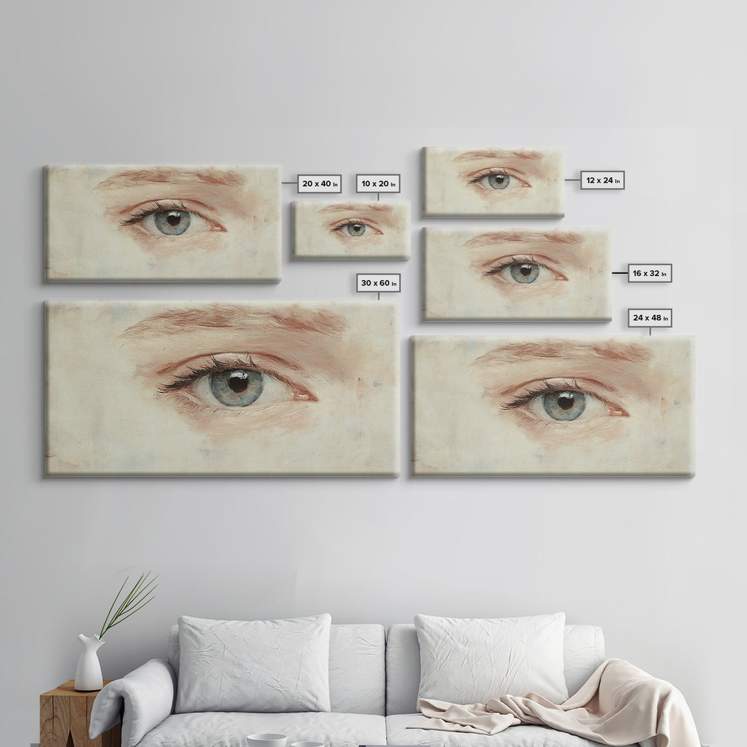 Closeup Study of an Eye Framed Canvas Print, Eye Oil Painting, Whimsical Home Decor, Paint of a Blue Human Eye