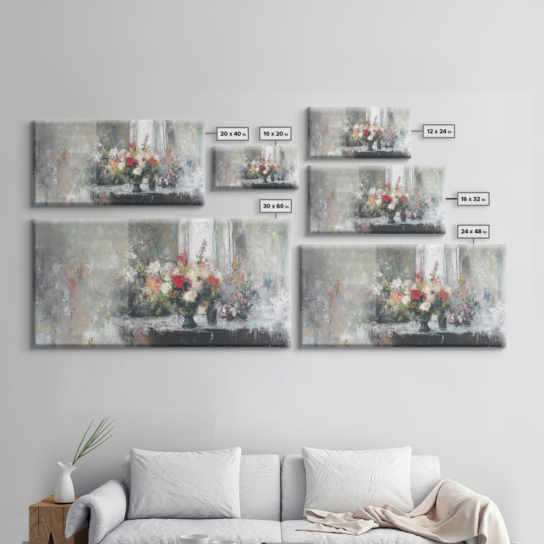 Canvas Print Oil Painting Still Life of Flowers, Wood Framed Art, Whimsical Home Decor, Floral Oil Painting, Flower Painting, Still Life Art