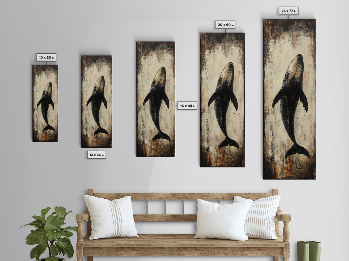 Majestic Whale Painting Framed Canvas Print, Nautical Wall Art, Coastal Decor Living Room Art, Rustic Decor Gift Idea Christmas