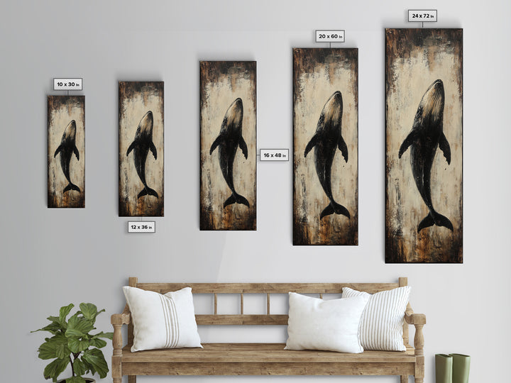 Majestic Whale Painting Framed Canvas Print, Nautical Wall Art, Coastal Decor Living Room Art, Rustic Decor Gift Idea Christmas
