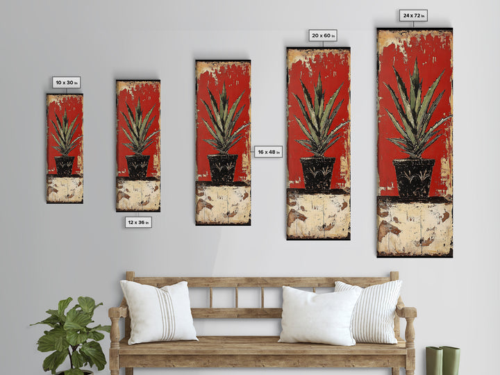Agave Plant in Red Pot Canvas Print Southwest Wall Art Rustic Decor Botanical Prints Bold Colors Living Room Art