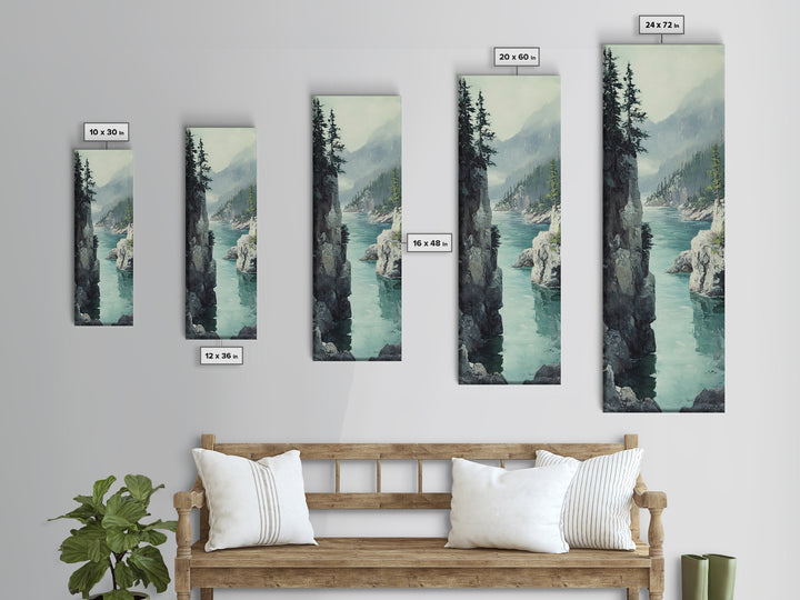 Framed Canvas Print Coastal Landscape Art Nautical Decor Tall Narrow Art Beach House Wall Art Perfect Above Couch Nautical Wall Art