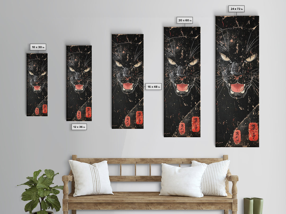 Canvas Print of Fierce Panther with Intense Stare, Dark Romance Painting, Gothic Home Decor, Chicano Art, Edgy Wall Art, Wild Spirit