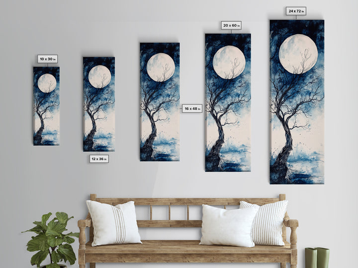 Canvas Print Full Moon with Tree Art, Dark Romance Rustic Wall Decor, Unique Above Couch Art, Moody Bedroom Decor Gift Idea
