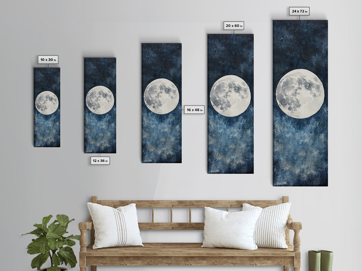 Framed Canvas Print Majestic Moon on Dark Sky, Coastal Inspired Wall Art, Nautical Home Decor, Large Wall Art Above Sofa Gift Him